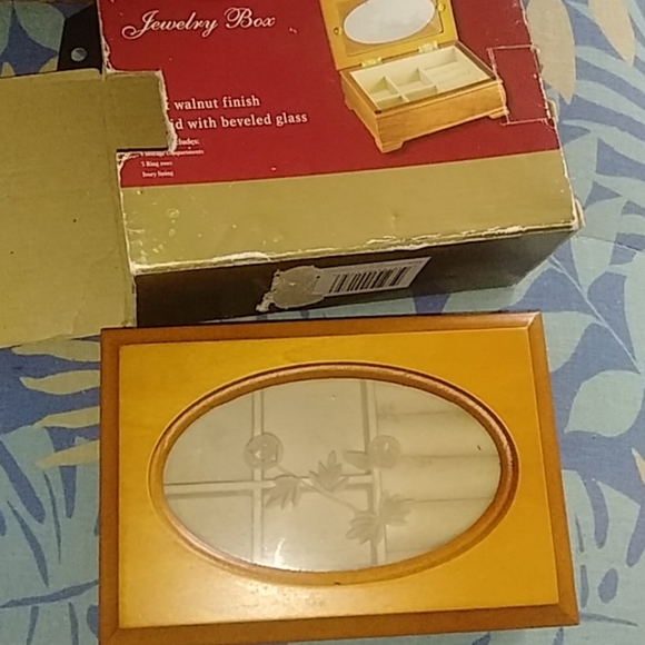 Vintage walnut jewelry box NIB